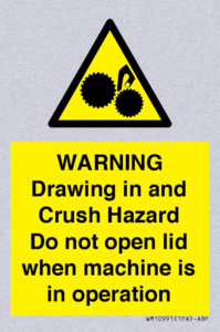 Warning Drawing in and Crush Hazard